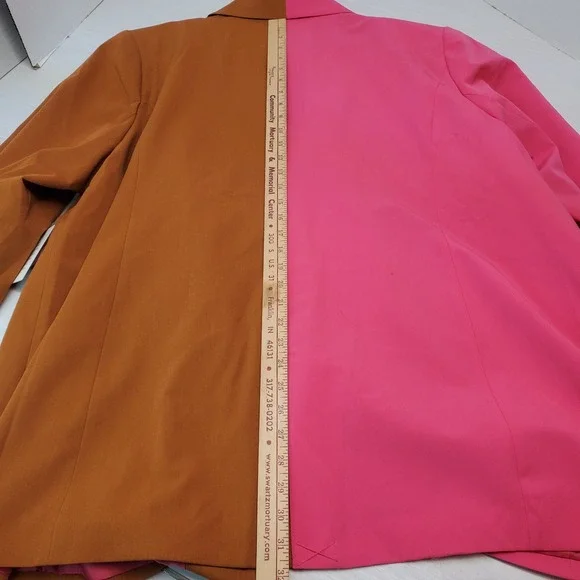 ELOQUII Colorblock Blazer Jacket Pink Brown Two Tone Oversized Womens Size 26